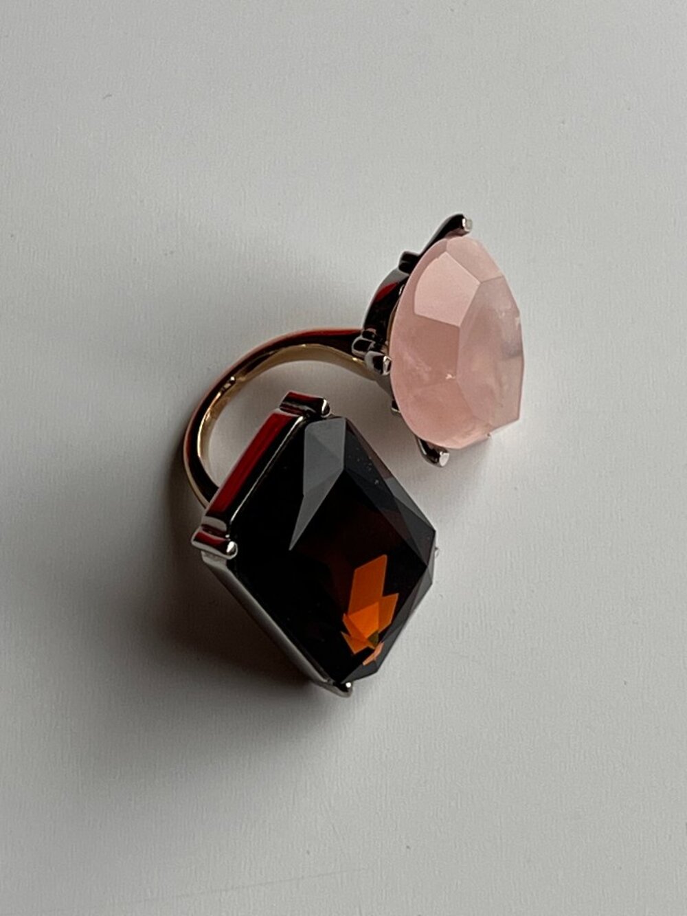 Acne Studios Gemstone Embellished Double Ring In Silver